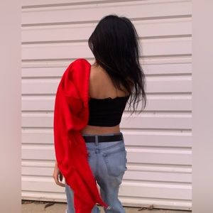 Black cropped off-shoulder top